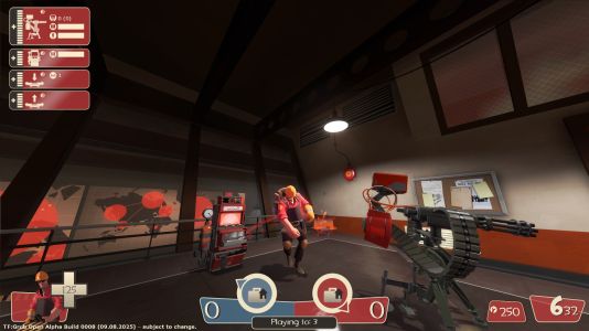 Engineer with the Metal Backpack inside the red intel room of mirrored ctf_2fort